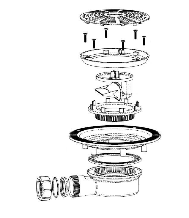 AKW DW90 Low Height Dry Waste with TF Vinyl Floor Adaptor