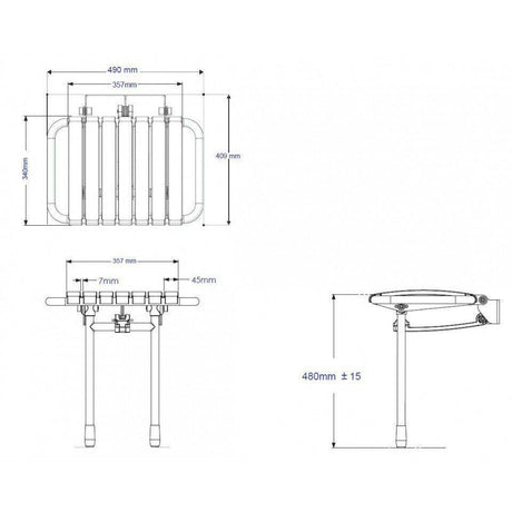 Bama Slatted fold up shower seat - Adaptation Supplies Ltd