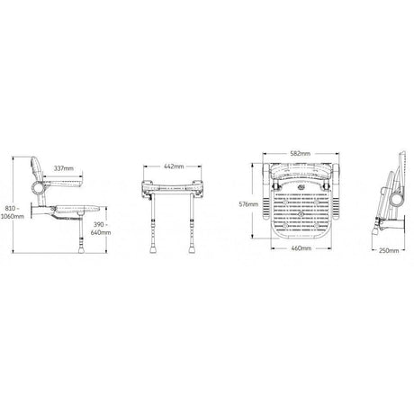 AKW 4000 Series Standard Shower Seat with Back and Arms - Padded - Adaptation Supplies